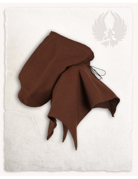 Medieval cotton gugel model Folke, brown