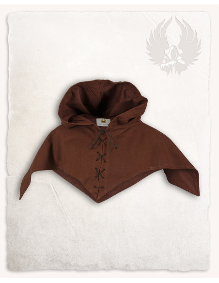 Medieval cotton gugel model Folke, brown
