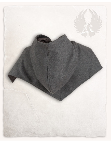 Medieval wool gugel Folke model, gray