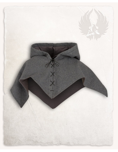 Medieval wool gugel Folke model, gray