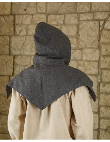 Medieval wool gugel Folke model, gray