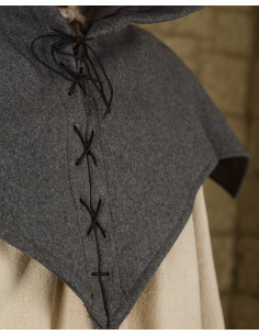 Medieval wool gugel Folke model, gray 2