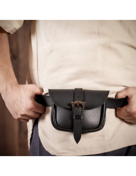 Leather bag with Celtic brass buckle