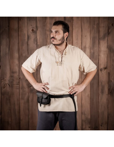 Leather bag with Celtic brass buckle