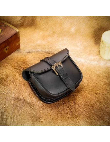 Leather bag with Celtic brass buckle