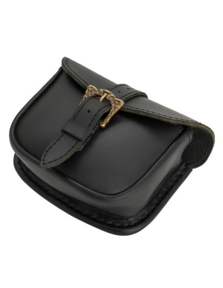 Leather bag with Celtic brass buckle