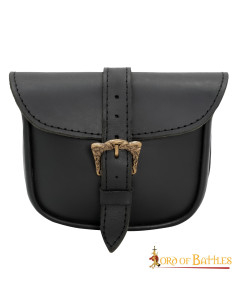 Leather bag with Celtic brass buckle