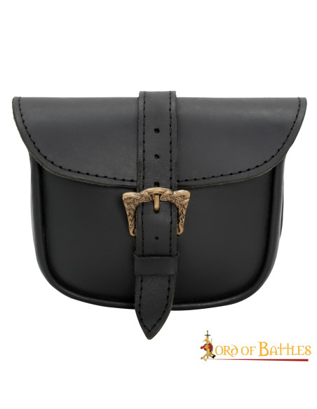 Leather bag with Celtic brass buckle