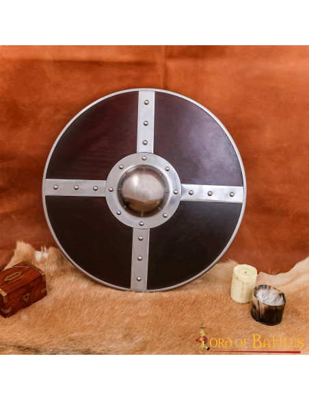 Viking wooden shield with steel umbo