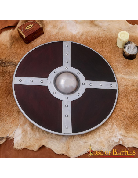 Viking wooden shield with steel umbo
