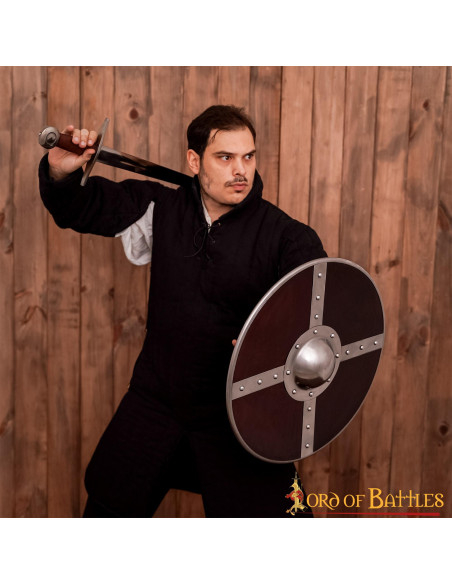 Viking wooden shield with steel umbo