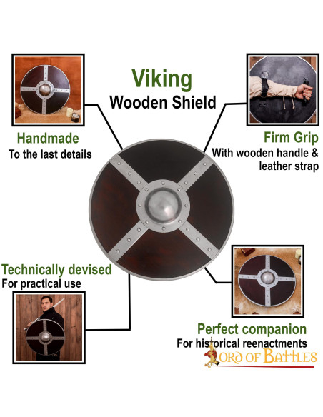 Viking wooden shield with steel umbo
