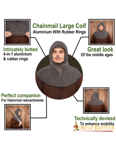 Medieval coif with aluminum rings