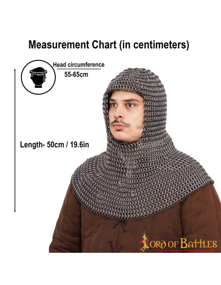 Medieval coif with aluminum rings