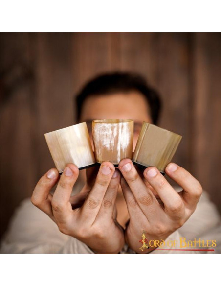 Set of 3 Viking natural horn shot...