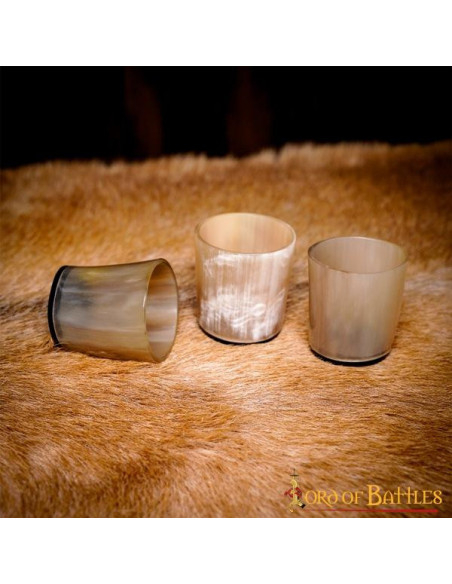 Set of 3 Viking natural horn shot...
