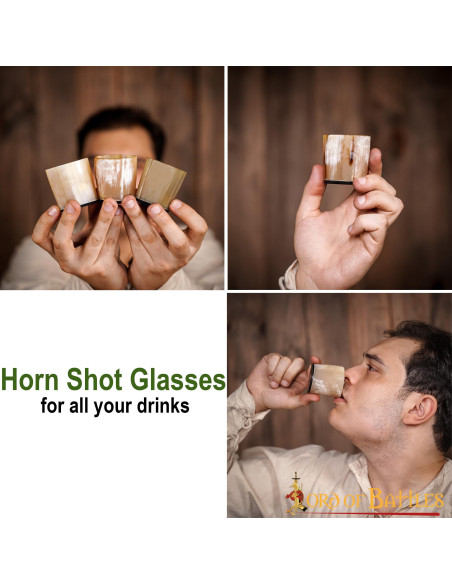 Set of 3 Viking natural horn shot...