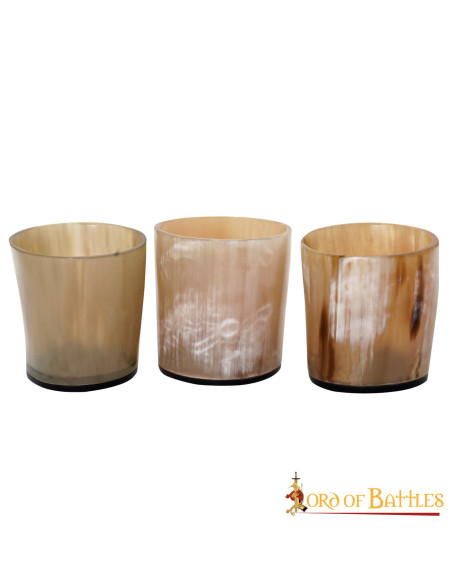 Set of 3 Viking natural horn shot...
