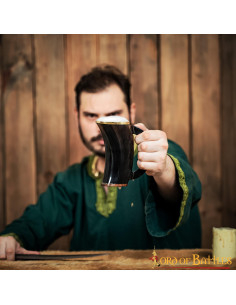 Viking mug in Ox leather and brass trim 2