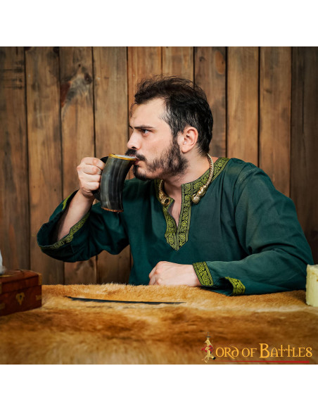 Viking mug in Ox leather and brass trim