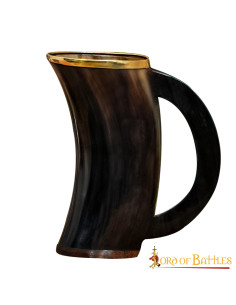 Viking mug in Ox leather and brass trim