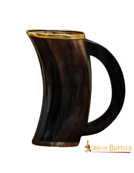 Viking mug in Ox leather and brass trim