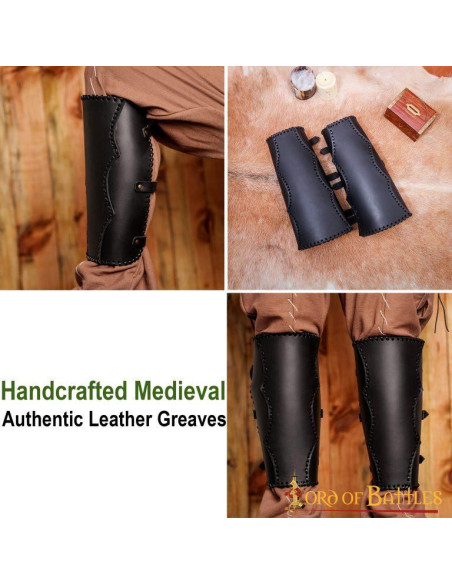 Medieval leather greaves with...