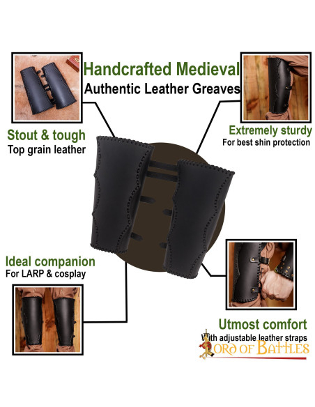 Medieval leather greaves with...
