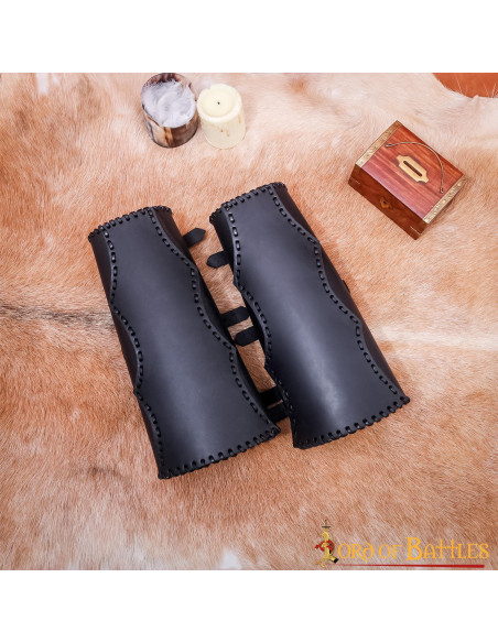 Medieval leather greaves with...