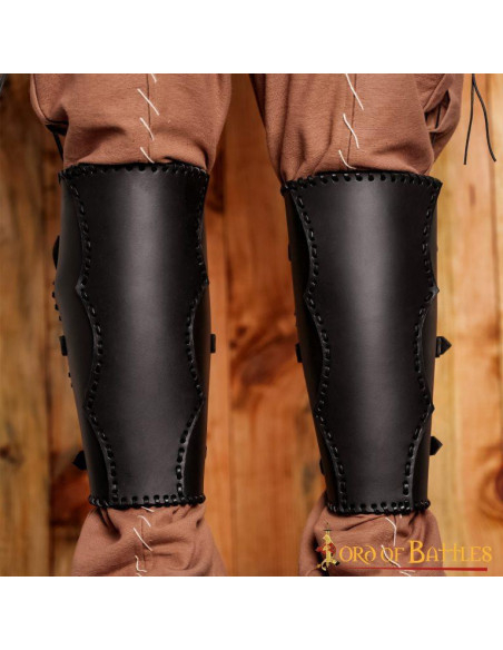 Medieval leather greaves with...