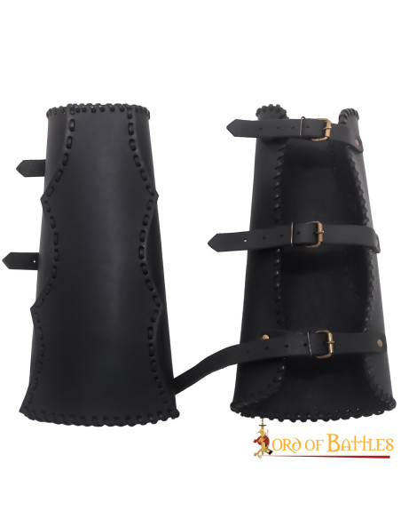 Medieval leather greaves with...