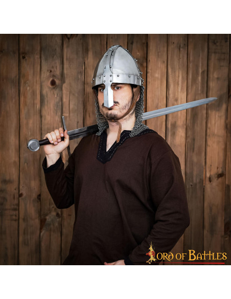 Norman helmet with nasal and chain mail