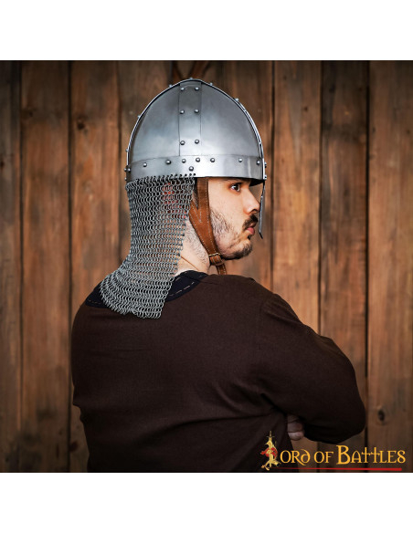 Norman helmet with nasal and chain mail