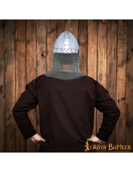 Norman helmet with nasal and chain mail