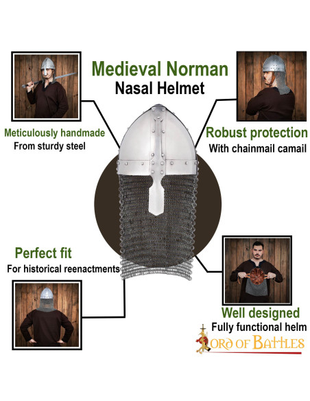 Norman helmet with nasal and chain mail