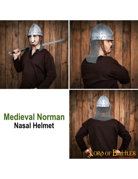 Norman helmet with nasal and chain mail