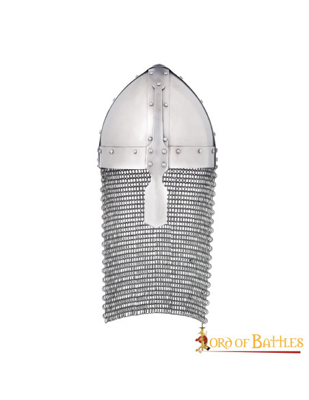 Norman helmet with nasal and chain mail