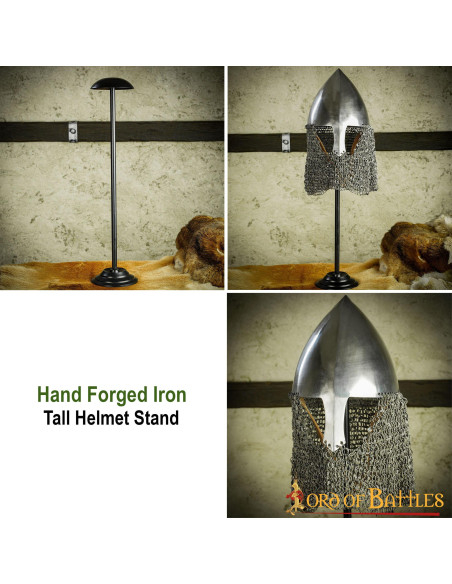 Iron stand for helmets, height 63.5 cm.