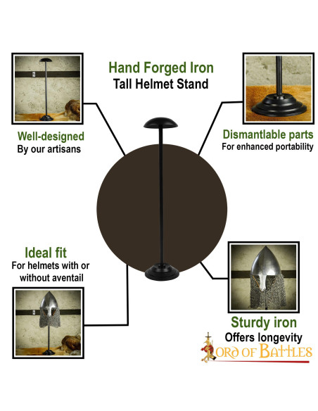 Iron stand for helmets, height 63.5 cm.