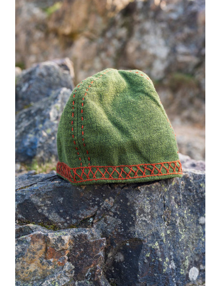Green viking hat model Anders, with...