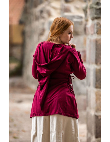 Medieval blouse Lea Red with hood Medieval blouse Lea Red with hood