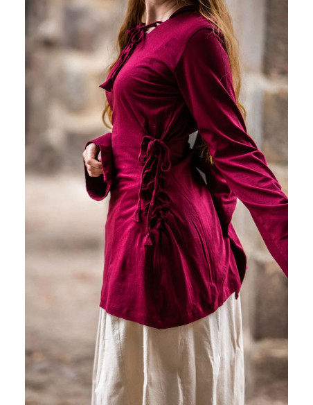 Medieval blouse Lea Red with hood Medieval blouse Lea Red with hood