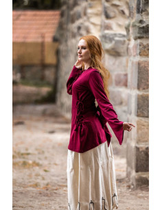 Medieval blouse Lea Red with hood 2