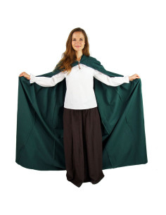 Long green medieval cape