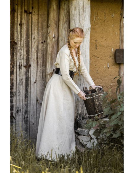 Long cream tunic for Medieval lady