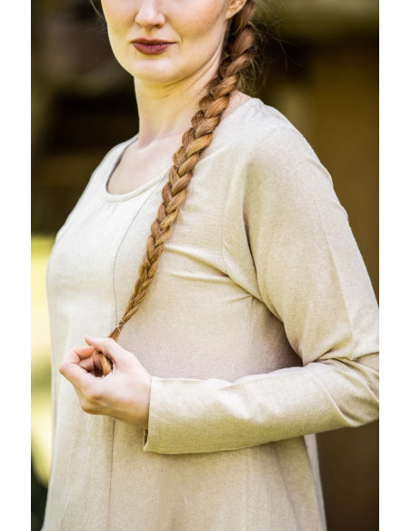Long cream tunic for Medieval lady