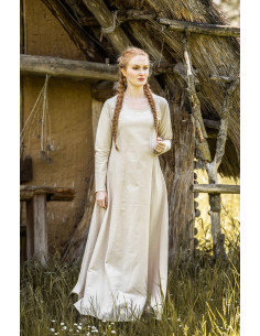 Long cream tunic for Medieval lady