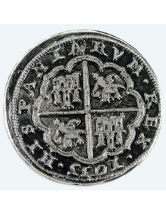Silver 8 reales coin, 3.5 cm. 2