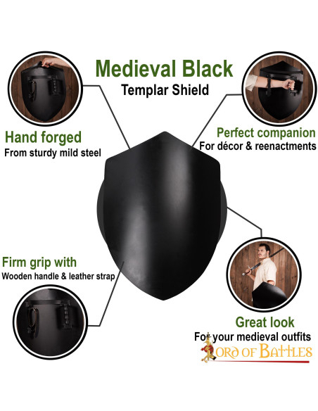 Smooth black medieval shield, to...