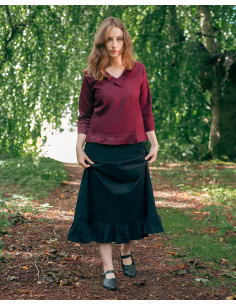Medieval cotton blouse model Josefina, burgundy 2
